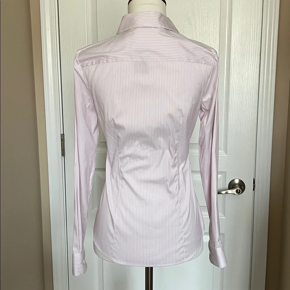 NWT Ann Taylor pink striped button down shirt 00P - Picture 2 of 4